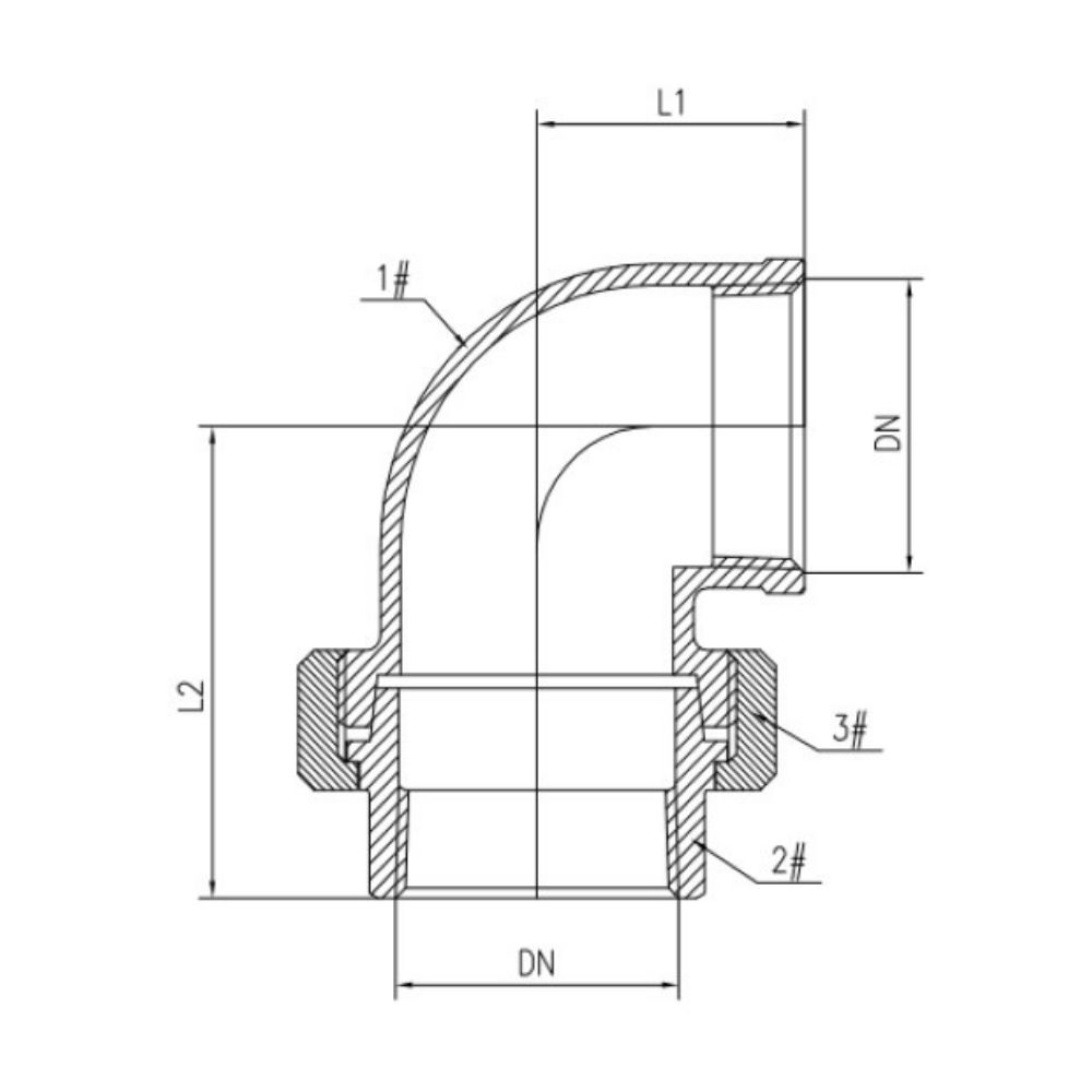 Vītņu savienojums nerūsējošā tērauda leņķa savienojums 90° 1/2" IG tips konisks-1