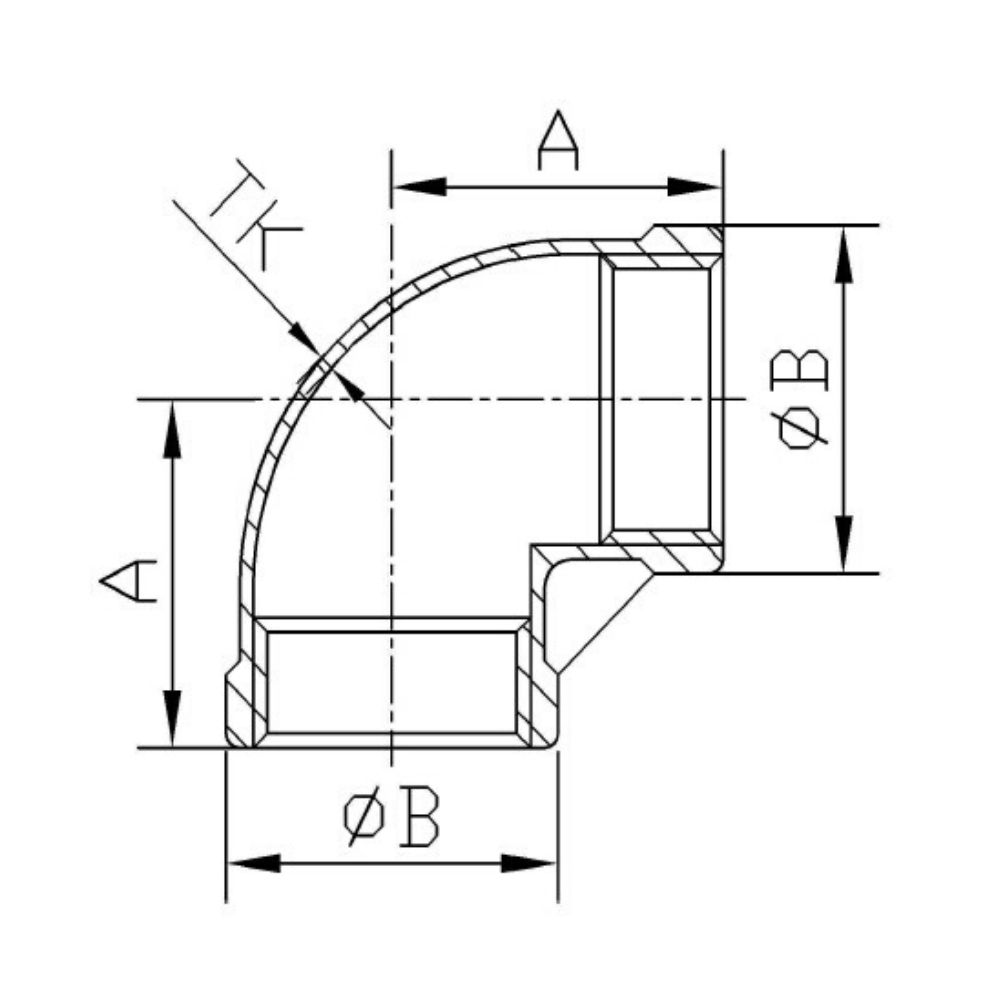 Vītņu savienojums nerūsējošais tērauds leņķis 90° 1 1/2" IG-1